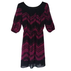 ENFOCUS STUDIO, Black and purple dress, 3/4 sleeves, polyester, for women.